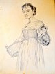 Lund, Carl Emil (1855 - 1928) Denmark: En italiensk kvinde. Tegning. Bly p&aring; papir. ...