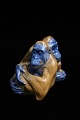Rare Royal Copenhagen porcelain figure of 2 orangutans. 
RC#721. 1.sort. Before 1923...