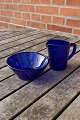 Holmegaard 
Danish 
art-glass, set 
sugar  bowl and 
creamer of dark 
blue glass. 
Both items are 
in ...
