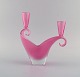 To armet Murano lysestage i lyserødt mundblæst kunstglas. Italiensk design, 1960'erne.Måler: ...