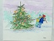 Erik Stuhr (1936-2014):2 børn med juletræ på kælk.Akvarel på pap.Sign.: E. Stuhr.Uden ...