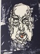 Frans Kannik (1949-2011):Komposition portræt 1998.Farvelitografi på papir.Sign.: Frans ...