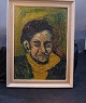 Olie på plade. Charmerende portræt af franskmand, malt omkring 1950-60'erne.Sign. HHMål ...