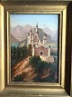 Olie/olietryk 
af Slottet 
Neuschwanstein 
i Tyskland.