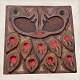 Bornholmsk keramik, Søholm, Relief, Fugle med blade #3374- 6, 18cm /18cm *Pæn stand*