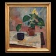 Olaf Rude maleri. Olaf Rude, 1886-1957, olie på lærredOpstilling med potteplante og keramik ...