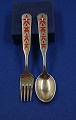 Michelsen juleske og gaffel 1957 i forgyldt sterling sølv
