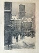 Peter Tom-Petersen (1861-1926):Gammel Torv i København med Vor Frue Kirkes tårn i baggrunden, ...