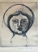 Herman Stilling 
(1925-96):
Portræt af ung 
kvinde 1952.
Radering på 
papir.
Sign.: Herman 
...