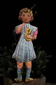 Gammel stof dukke af lille pige med bamse med vat fyld.Højde: 38cm.