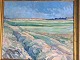 Erik Nørgaard 
(1920-97):
Vue ind over 
Skagen 1953.
Olie på 
lærred.
Sign.: EN
Bagpå - ...