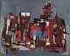 Fransk 
kunstner.
Abstrakt 
komposition.
Olie på 
lærred.
Utydeligt 
signeret og 
dateret 1966.
I ...