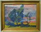 Ring Schultz, 
Asta (1895 - 
1978) Danmark: 
Solnedgang ved 
Mørkebjerg 
mellem Faxe og 
Præstø. Olie 
...