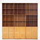 Set of three 
cabinets and 
six bookcases 
in patinated, 
...