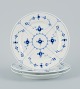 Royal Copenhagen, three Blue fluted plain lunch plates.