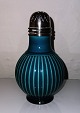 Art Nouveau: Blå Bing & Grøndahl strødåse i porcelæn med Sterling 925S sølv top. Fremstillet ...