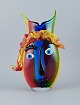 Murano, Venedig. Stor vase i Picasso stil i farverigt mundblæst kunstglas. 1980'erne.I ...