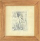 Original ink 
drawing in 
mahogany frame 
and glass. 
Motif of a 
naken young 
woman. Signed 
in lead. ...