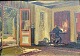 Ernesti, R. 
(19th/20th 
century) 
Germany: 
interior with 
writing man at 
chatol. Signed. 
Oil on ...