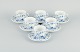 Six sets of Royal Copenhagen Blue Fluted Plain coffee cups and saucers in hand 
painted porcelain. Restaurant porcelain service.