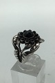 Georg Jensen Sterling Sølv Ring No 10 Moonlight Blossom Sort Agat.