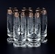 Murano, Italy, five mouth-blown and engraved drinking glasses with silver rim.