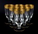 Rimpler 
Kristall, 
Zwiesel, 
Tyskland, seks 
mundblæst 
krystal 
vandglas med 
guldkant 
dekoreret med 
...