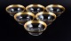 Rimpler Kristall, Zwiesel, Tyskland, seks mundblæst krystal skylleskåle med 
guldkant dekoreret med vindruer og vinblade.