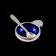 Georg Jensen. 
Sterling Silver 
Salt Cellar 
#102 with 
Enamel and 
Spoon 103 - 
Beaded / ...