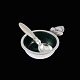 Georg Jensen. 
Sterling Silver 
Salt Cellar 
#102 with Green 
Enamel and 
Spoon 103 - ...