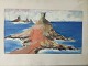 Ubekendt kunstner (20 årh):Landskab med vulkaner.Olie/pastel på lærred.Indrammet bag glas ...