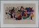 Joan Miró (1893-1983)Abstrakt komposition Farvelitografi monteret i sølvfarvet ...