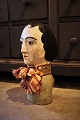 Originalt , antikt fransk paryk hoved ( Millinerey head ) fra 1800 tallet i bemalet pap-maché ...