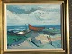 Aage Strand 
(1910-75):
Både på 
stranden.
Olie på 
lærred.
Sign.: ÅS
40x50 (56x62)
Åge Strand