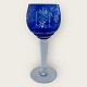 Bøhmisk krystal glas, Echt kristall, Portvin, Blå, 19cm høj, 8cm i diameter *Perfekt stand*