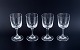 Et sæt på fire René Lalique Chenonceaux rødvinsglas.Klart mundblæst krystalglas. Facetslebet ...