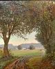 Busch, Peter 
Johan Valdemar 
(1861 - 1942) 
Denmark: 
Landscape. 
Lelling. Signed 
with monogram. 
Oil ...