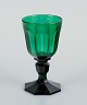 Val St. Lambert, Belgium, a "Lalaing" port wine glass in green faceted cut crystal glass.