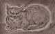 Foujita 
Tsuguhanu 
(1886-1968), 
gravering på 
papir lagt på 
plade. 
Prøvetryk. 
Portræt af kat. 

I ...
