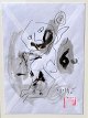 Nakajima, Yoshio (1940 -) Sverige/Japan: Komposition. Tegning/akvarel på kuvert. Signeret. ...