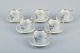 Bing og 
Grøndahl, et 
sæt på seks 
antikke 
kaffekopper med 
høj hank med 
tilhørende 
underkopper. 
...