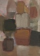 Sture Wikstöm (1921-1993), svensk kunstner, olie på plade. Abstrakt komposition. Pastose strøg.