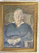 Jakob Agersnap 
(1888-1958):
Siddende, 
ældre kvinde i 
interiør 1945.
Olie på 
lærred,
Sign.: ...