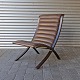 Dansk AX Highback lænestol fra 1980'erne. Sæde i brunt læder.Design Peter Hvidt & Orla ...