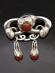 Art nouveau 830 
sølv broche 7 x 
6,5 cm. med rav 
emne nr. 545054