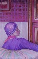 Olga Lau 
(1875-1960), 
dansk kunstner. 

Olie på 
lærred.
Stort maleri. 
Siddende 
rygvendt kvinde 
...