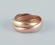Cartier “Trinity” ring af 18 karat guld, hvid- og rosa guld. Ca 1970’erne.I flot stand. ...