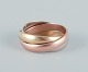 Cartier 
“Trinity” ring 
af 18 karat 
guld, hvid- og 
rosa guld. 
Ca 1970’erne.
I flot stand. 
...