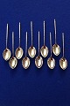 Danish silver flatware, set of 10 coffee spoons or mocha spoons of gilt silver 10cm