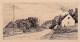 Carl Bloch 
(1834–1890). 
Etching. Houses 
by the road.